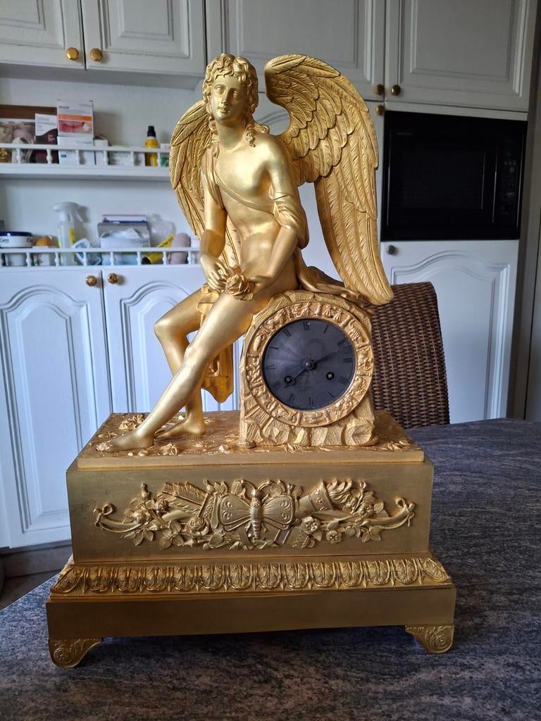 Pendule brons verguld, Ophalen of Verzenden