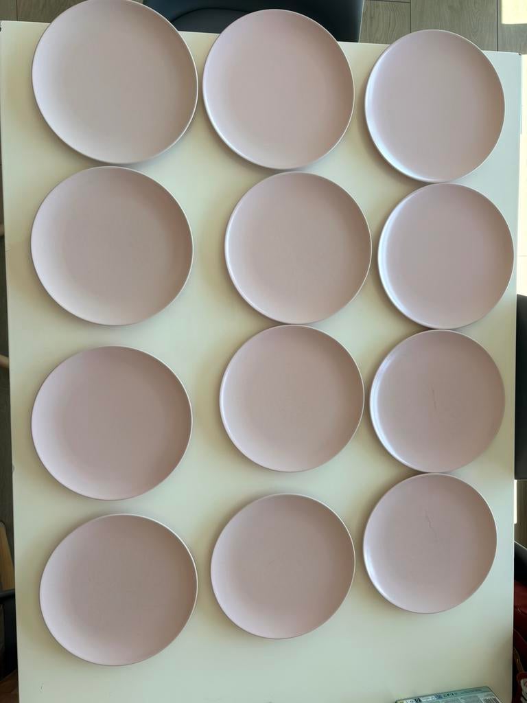 Set (41st) van roze borden en tassen, Ophalen, Gebruikt, Bord(en)