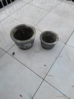 2 betonnen bloempotten, Ophalen, Gebruikt, Rond, Beton