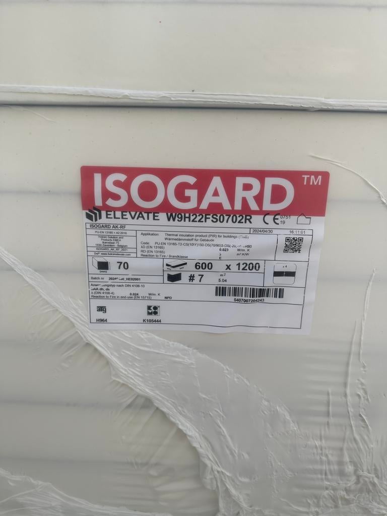 Isolatie 7cm PIR, Bricolage & Construction, Isolation & Étanchéité, Isolation de toiture, Enlèvement, Mousse rigide (PIR), 4 à 8 cm