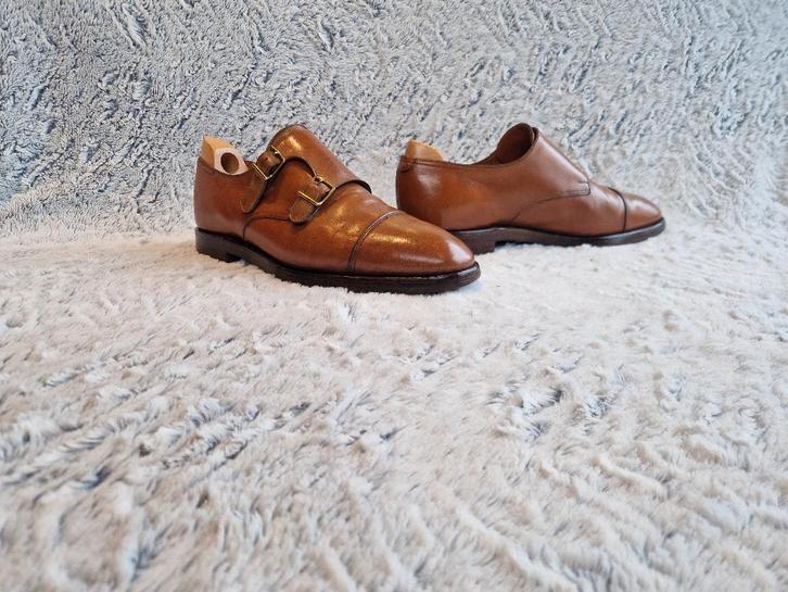 John Lobb Paris Double Monk Goodyear Goodyear UK 8E, Kleding | Heren, Schoenen, Gedragen, Gespschoenen, Bruin, Verzenden
