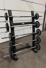 Technogym Vaste Halterstangen 15kg t/m 30kg + Opbergrek, Sports & Fitness, Équipement de fitness, Enlèvement, Utilisé, Barre d'haltères