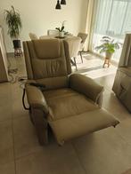 Elektrische taupe lederen zetel, Huis en Inrichting, Fauteuils, Ophalen