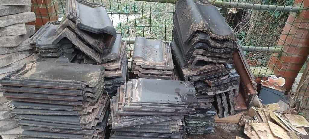 Tegels, Doe-het-zelf en Bouw, Dakpannen en Dakbedekking, Ophalen, Gebruikt, Zwart, Dakpannen