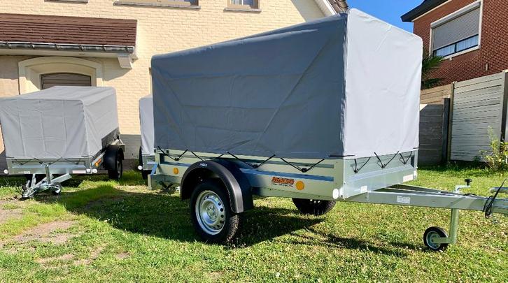 Aanhangwagen met zeil 750kg nieuw, Autos : Divers, Remorques, Neuf, Enlèvement