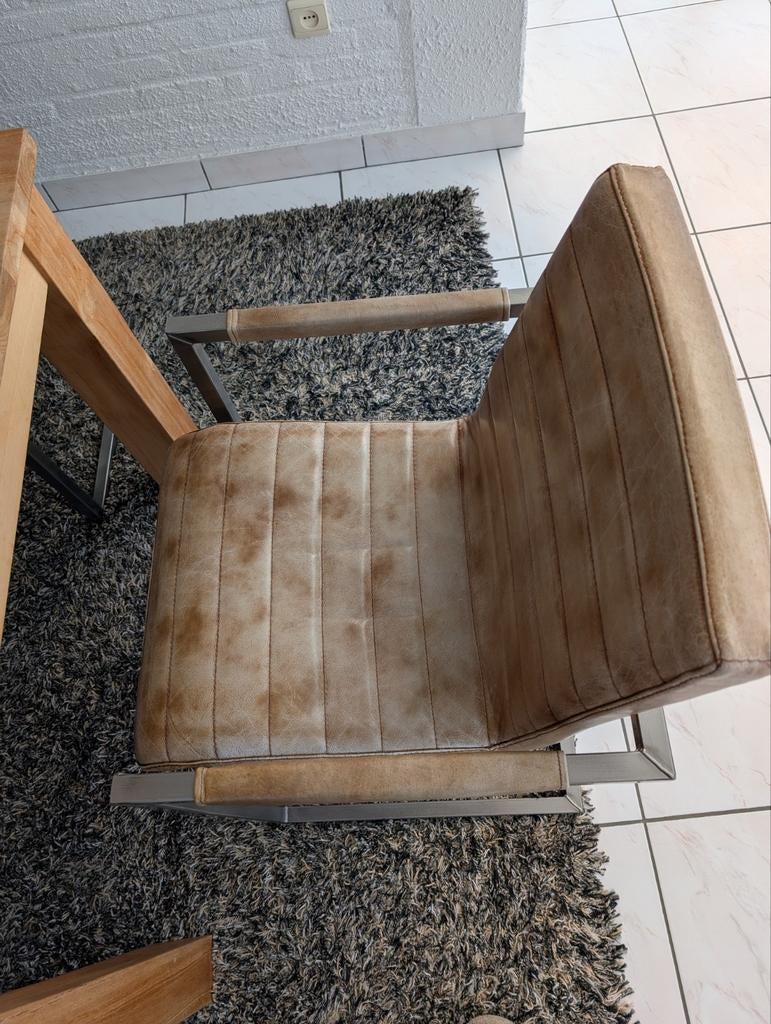 6 chaises de salle à manger de luxe, « cuir véritable », pie, Enlèvement, Brun