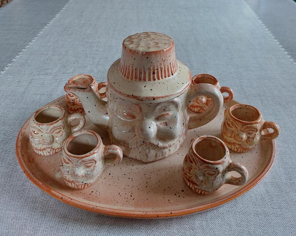 Ancien service à café ardennais en grès 6 personnes, Antiquités & Art, Enlèvement ou Envoi