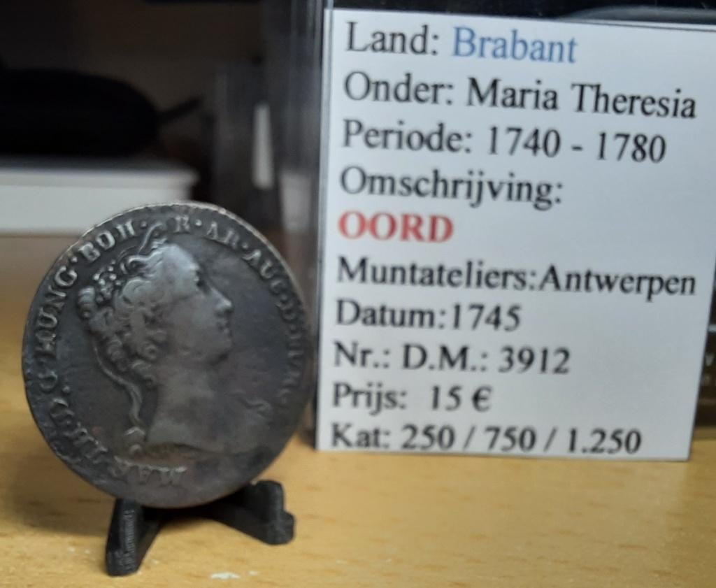 Oord - 1745 - Antwerpen - Maria Theresia - @15€, Postzegels en Munten, Munten | België, Ophalen of Verzenden, Overig, Losse munt