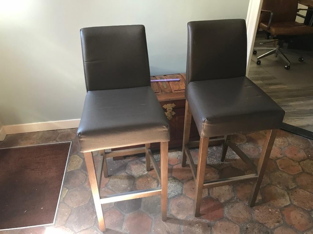 barkruk, Huis en Inrichting, Ophalen, Gebruikt, 60 tot 90 cm, Leer