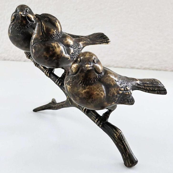 Brons: 1 - 2 of  3  vogels op tak  - IJsvogel - Uil enz, Huis en Inrichting, Woonaccessoires | Overige, Nieuw