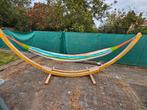 Hangmat+ houten onderstel, Jardin & Terrasse, Hamacs, Une personne, Avec support, Enlèvement, Utilisé