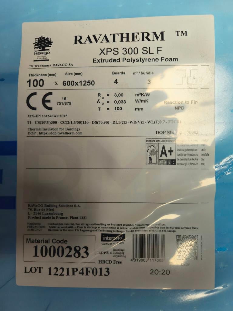 XPS isolatie 100mm 3,75m2 Rd-waarde 3, Bricolage & Construction, Isolation & Étanchéité, Enlèvement, Neuf, 8 à 12 cm, Moins de 5 m²