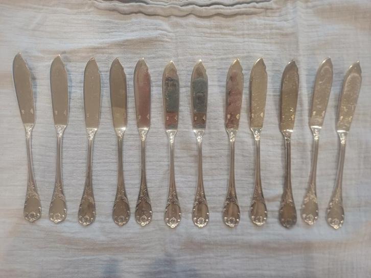 Christofle verzilverd visbestek – 12 vismessen, Antiek en Kunst, Antiek | Bestek, Ophalen of Verzenden