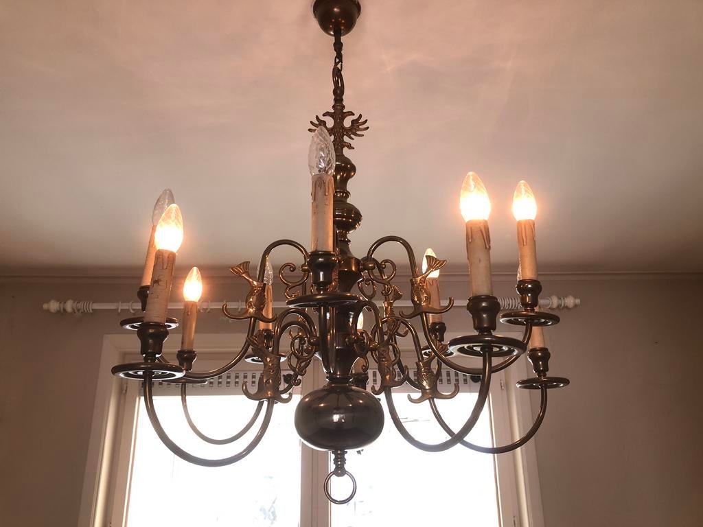 Antieke hanglamp (koper), Ophalen, Gebruikt