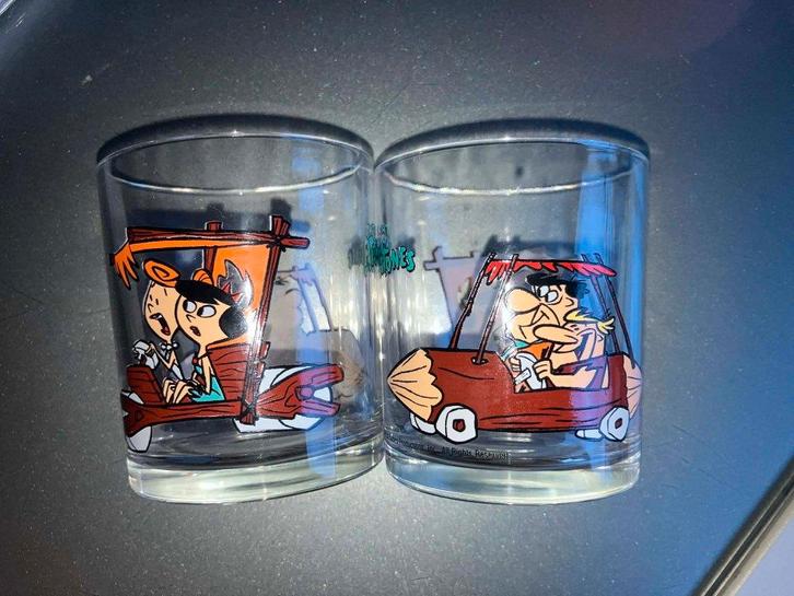 Flintstones-glazen - 2 stuks - Collector's items, Boeken, Stripverhalen, Zo goed als nieuw, Ophalen of Verzenden