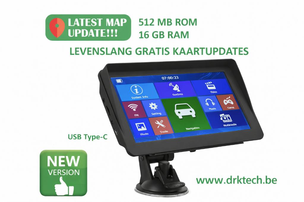 7 inch Auto , Camper GPS Navigatiesysteem Europa Kaarten-16G, Neuf, Info@drktech.be, Enlèvement ou Envoi, Oosterwennel 35 Genk