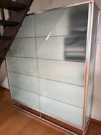Glazen design kast – extra wit glas & alu frame, 25 à 50 cm, 150 à 200 cm, Utilisé, Verre