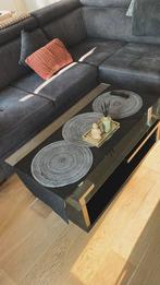 Moderne glazen salontafel met plank - goede staat, Ophalen, 50 tot 100 cm, 100 tot 150 cm, Glas