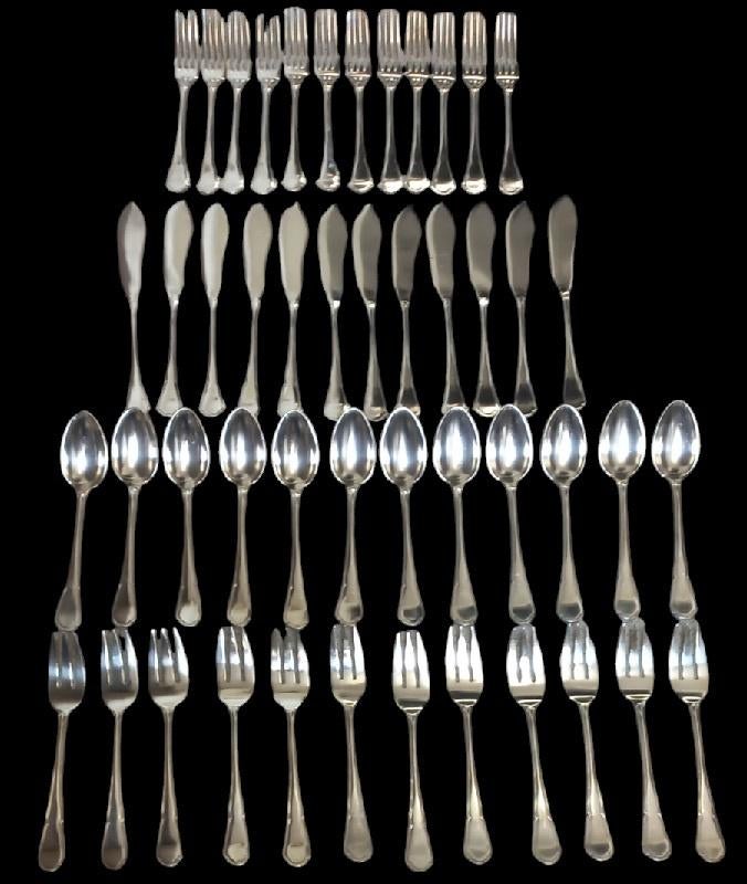 48-delig Laderier visbestek., Antiquités & Art, Antiquités | Couverts, Enlèvement ou Envoi