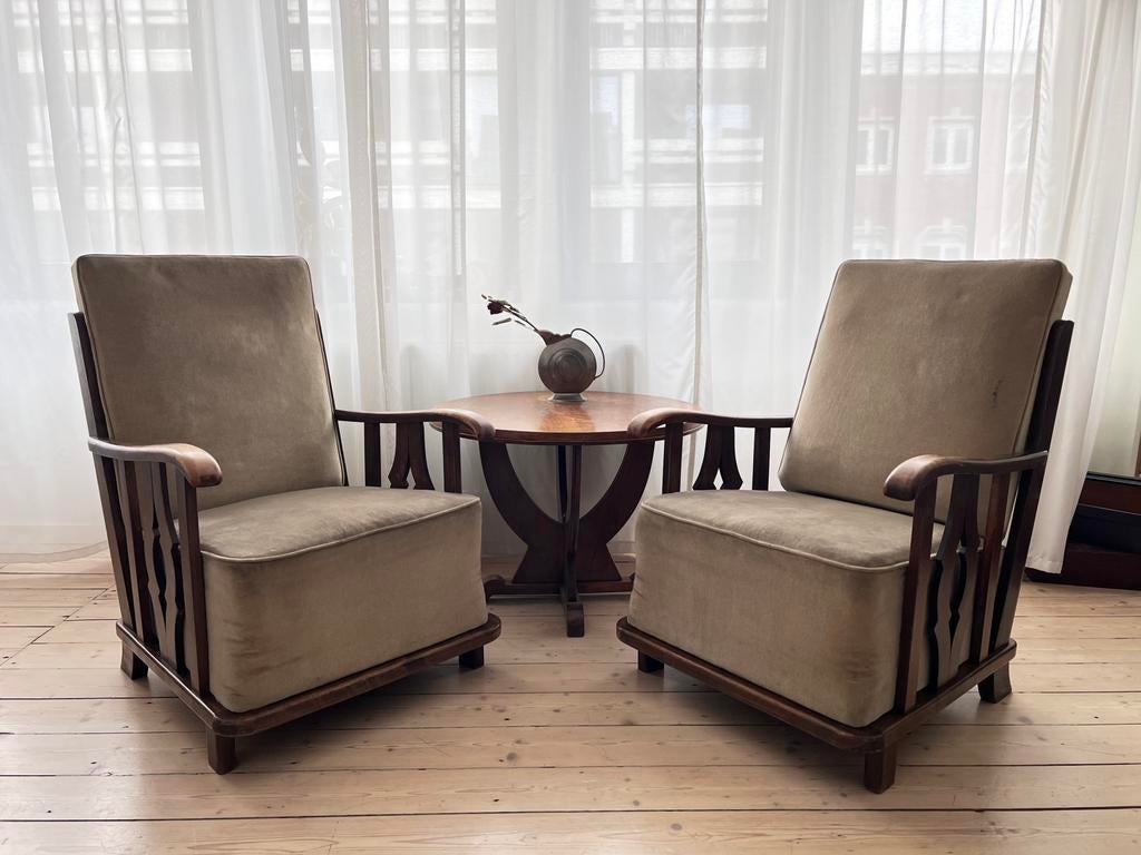 Ensemble de fauteuils vintage — Arts & Crafts/Style Art Déco, Enlèvement, Utilisé, Bois, Art Deco