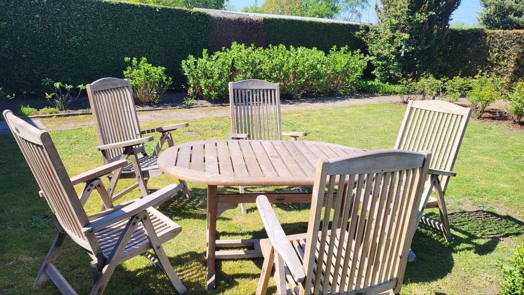 Teakhouten Tuinset (Garden Impressions) - 5 Stoelen + Tafel, Jardin & Terrasse, Ensembles de jardin, Enlèvement, Bois de teck