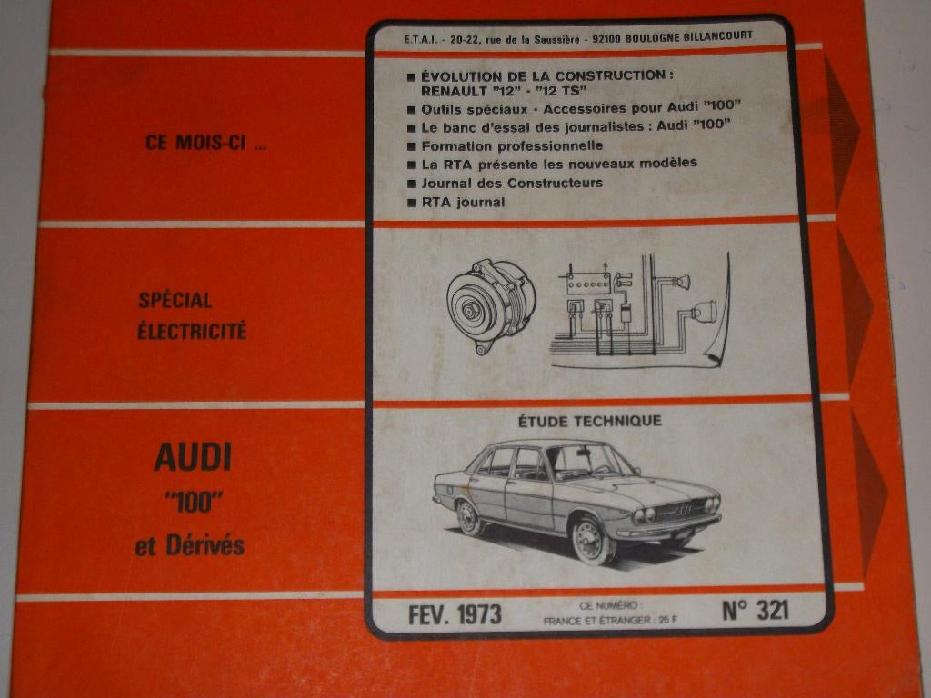 revue technique audi 100 de 1971-1972, Enlèvement ou Envoi