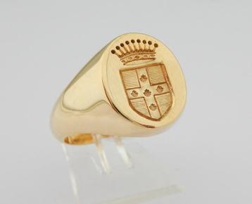 Zware 18 karaat Gouden Wapen Ring Monogram Kruis St-Jacobus