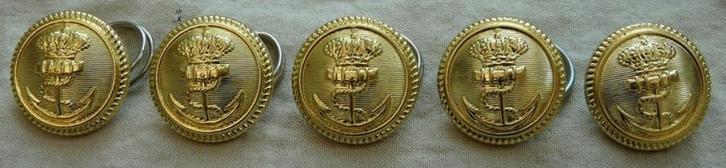 Knopen Lot Uniform Tropen, Goudkleurig KM, 24mm, 5 stuks.(5), Verzamelen, Militaria | Algemeen, Marine, Overige typen, Ophalen of Verzenden