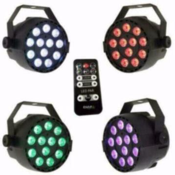 4 x 36 watt RGB Led par met afstandbediening [4-PARSet-1] disponible aux enchères