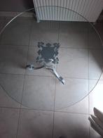 Tafel met glazen blad Ø 100 cm, Ophalen, 100 tot 150 cm, 50 tot 75 cm, Rond