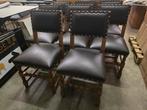 8 kloosterstoelen zwart leder, Huis en Inrichting, Ophalen, Zwart
