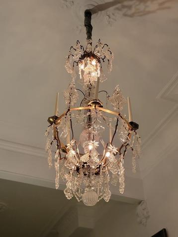 Antieke Franse kristallen kroonluchter D50 cm H150 cm beschikbaar voor biedingen