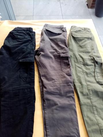  3 PANTALONS CARGO ADO 13-15A , NEUF, PORTÉ 1X, PRIX 20 EUR/