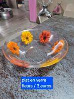 Plat en verre fleurs, Ophalen of Verzenden, Zo goed als nieuw, Glas