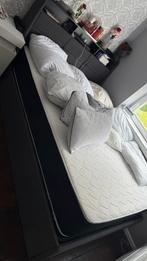 Urgent !!! Lit coffre 2 personnes avec leds intégrées, Ophalen, Grijs, 140 cm, 200 cm