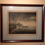 Emiel De Cooman, Ets “Maartse Buien” (1954), 65x75cm, Enlèvement ou Envoi