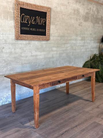 Franse Boerentafel - 190 x 98 cm + 78 cm hoog / 2 lades beschikbaar voor biedingen