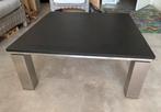 Salontafel natuursteen Gabbro Z-Afrika rvs poten 100x100cm, Ophalen, Overige materialen, 50 tot 100 cm, Vierkant