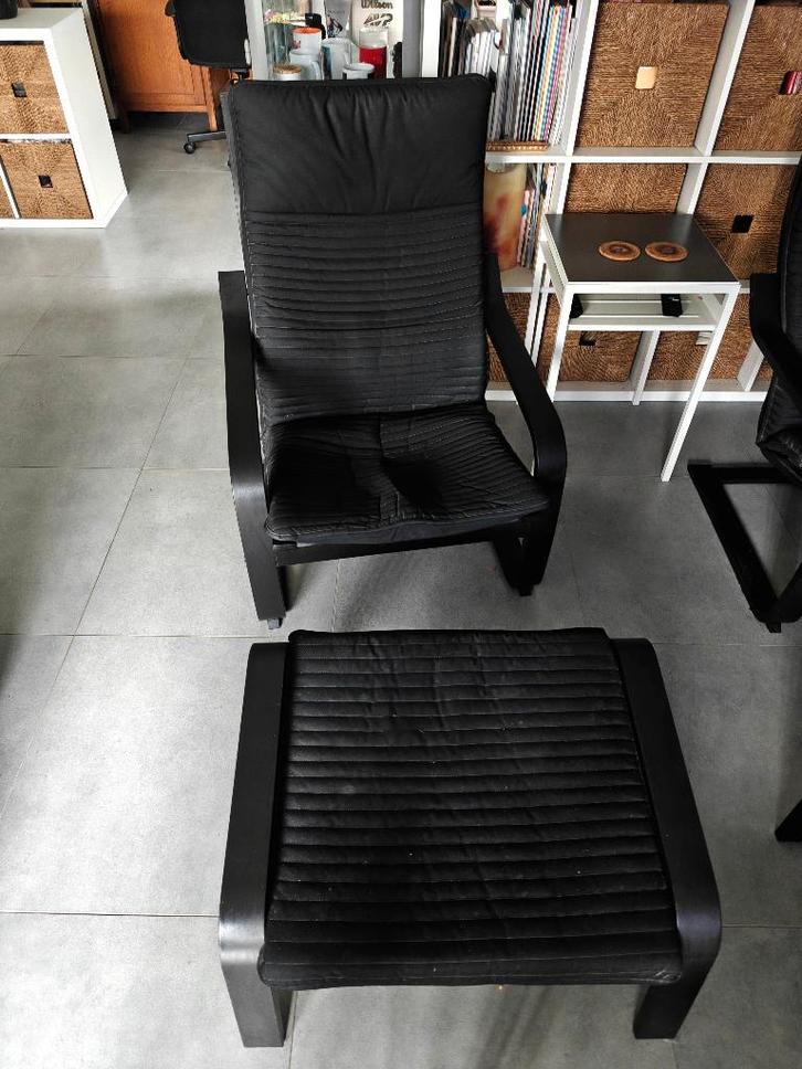 2 fauteuil POÄNG avec 2 repose-pieds d'IKEA, Maison & Meubles, Fauteuils, Utilisé, Bois, Enlèvement