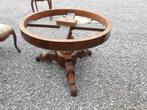 houten tafel met marmer en 4 fruithouten stoelen, Huis en Inrichting, Ophalen, Gebruikt, Vier personen, Rond