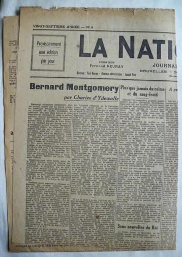 Édition du journal "La Nation Belge" du 9 septembre 1944 disponible aux enchères