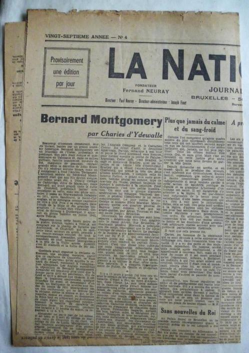 Édition du journal "La Nation Belge" du 9 septembre 1944, Collections, Objets militaires | Seconde Guerre mondiale, Autres, Envoi