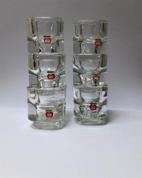 6x Gulf appel glasje, Verzamelen, Glas en Drinkglazen, Ophalen