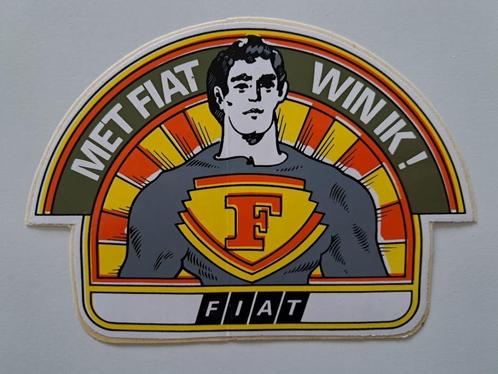 Vintage Sticker - Met Fiat win ik! - Mooie staat, Verzamelen, Stickers, Zo goed als nieuw, Auto of Motor, Ophalen of Verzenden