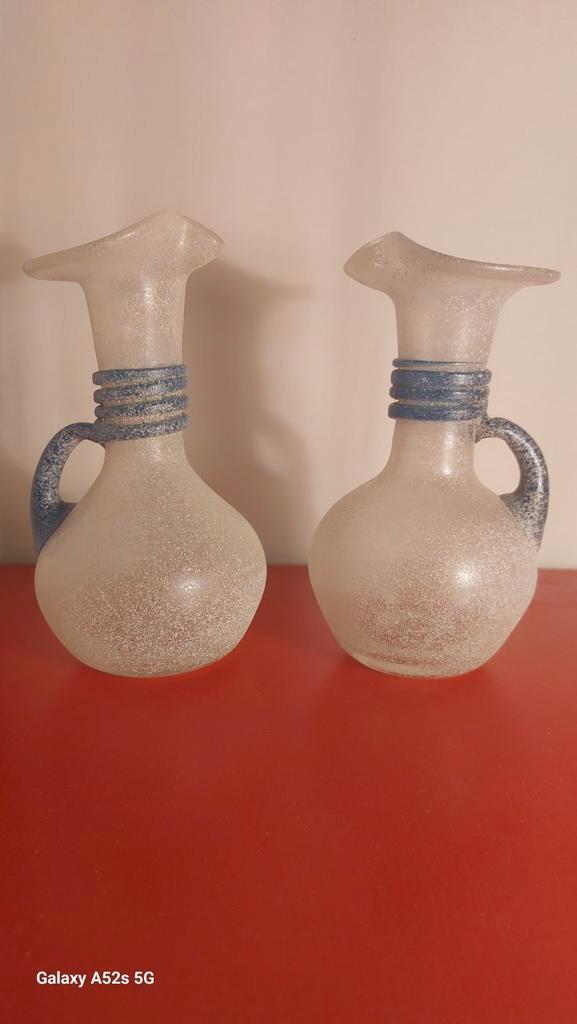Deux magnifiques vases en verre sandwich., Antiquités & Art, Antiquités | Verre & Cristal, Enlèvement ou Envoi