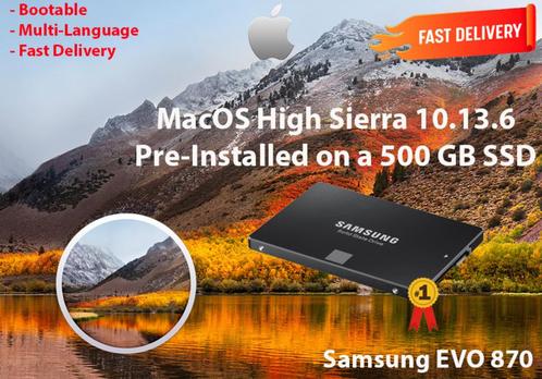 macOS High Sierra 10.13.6 VoorGeïnstalleerd op SSD van 500GB, Computers en Software, Besturingssoftware, Nieuw, MacOS, Verzenden