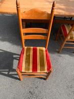 vintage stoel massief eikenhouten gestoffeerd fluwel zitting, Ophalen