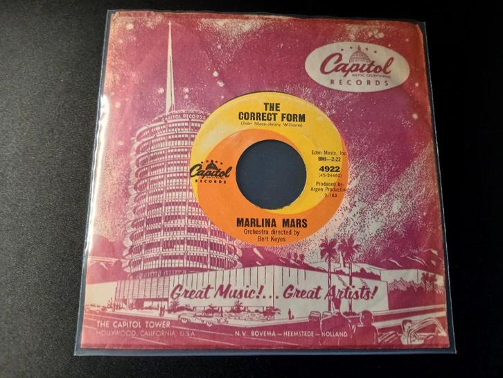 Marlina Mars ‎– The Correct Form '7 " Popcorn Norther soul ", CD & DVD, Vinyles Singles, Comme neuf, Single, R&B et Soul, 7 pouces