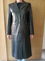 Lange zwarte lederen jas. Kleine 42., Kleding | Dames, Ophalen, Gedragen