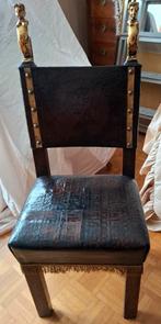 Antieke stoel met leren bovenblad., Ophalen